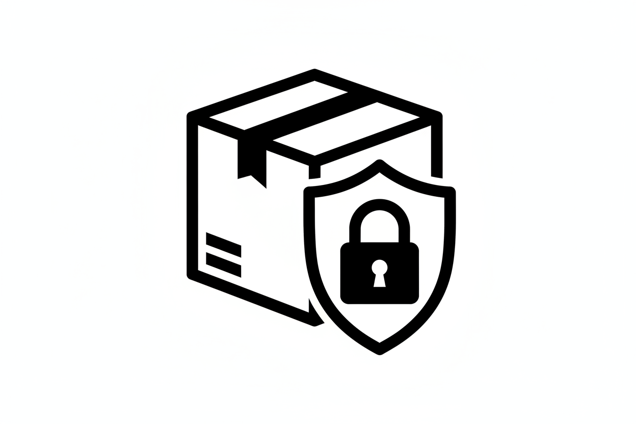 quiero que hagas un simbolo sencillo de envio seguro oh seguro de envio sabes en negro sencillo y macil de entnder y muy grande